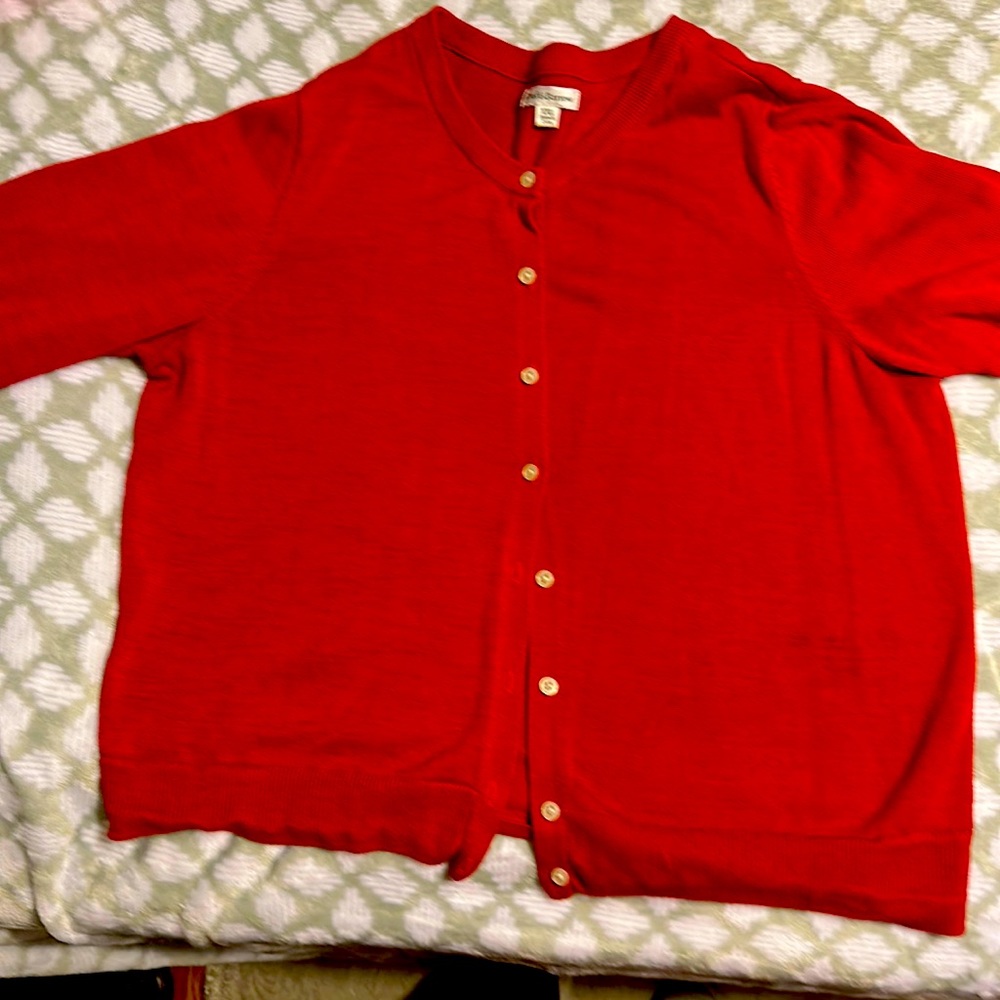 Red button down cardigan